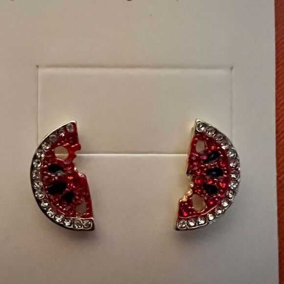 🍉 Betsey Johnson sparkling & sweet & juicy watermelon slice earrings 🍉 - Picture 9 of 9